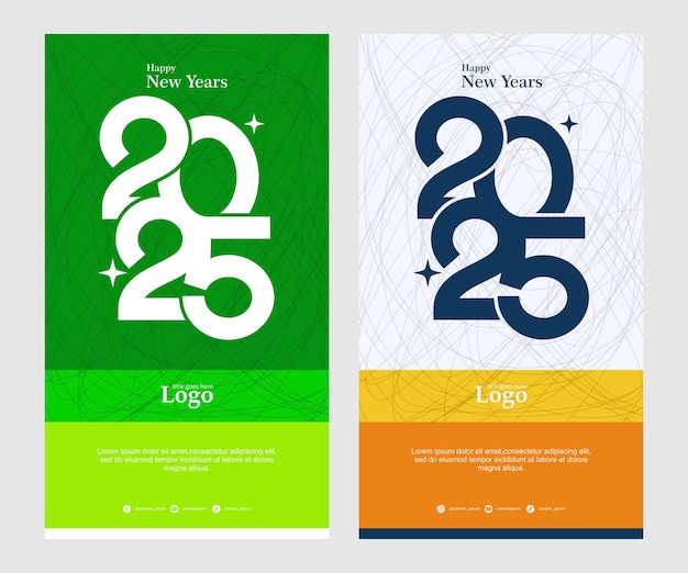 Feliz año nuevo 2025 diseño con un concepto elegante y hermosos colores