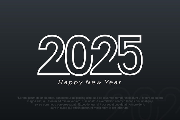 Vector feliz año nuevo 2025 diseño diseño de texto del logotipo 2025 concepto de celebración del año nuevo ilustración vectorial