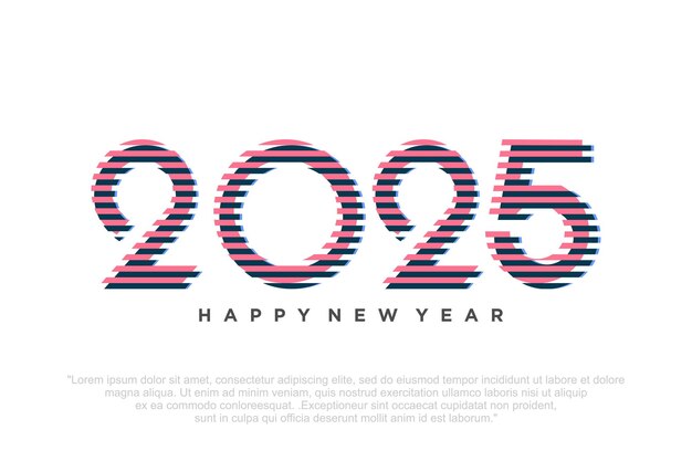 Feliz año nuevo 2025 diseño diseño de texto del logotipo 2025 concepto de celebración del año nuevo ilustración vectorial