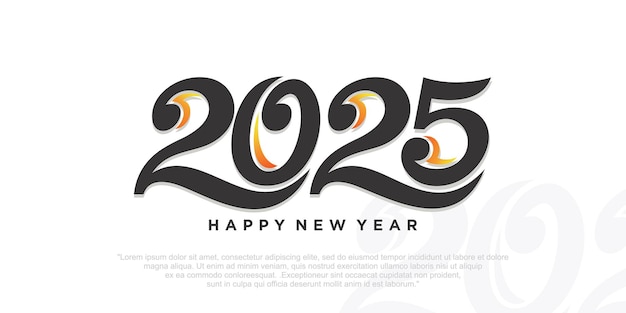 Vector feliz año nuevo 2025 diseño diseño de texto del logotipo 2025 concepto de celebración del año nuevo ilustración vectorial