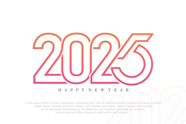 Vector feliz año nuevo 2025 diseño diseño de texto del logotipo 2025 concepto de celebración del año nuevo ilustración vectorial