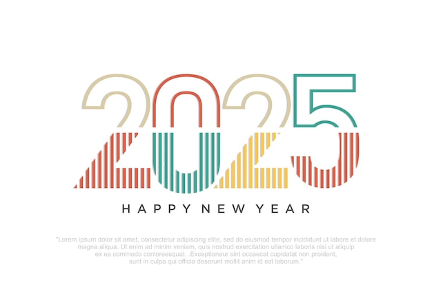 Vector feliz año nuevo 2025 diseño diseño de texto del logotipo 2025 concepto de celebración del año nuevo ilustración vectorial