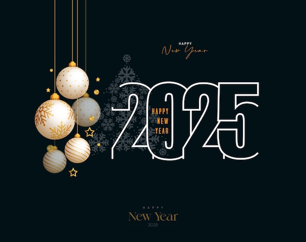 Feliz año nuevo 2025 Diseño festivo para el fondo de Navidad