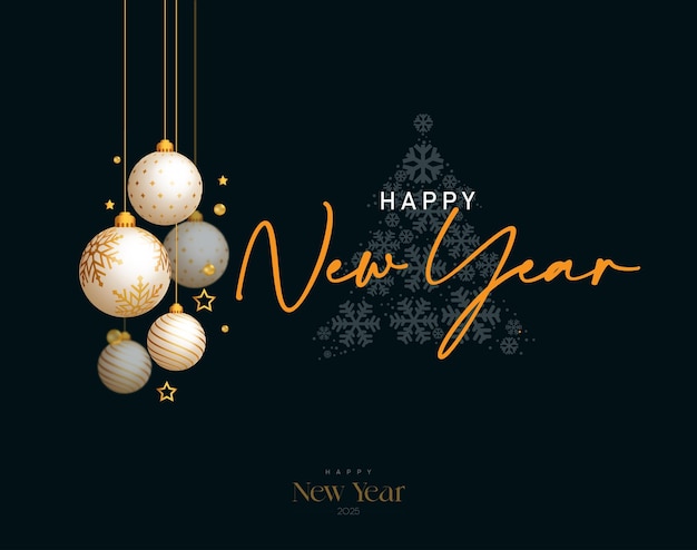 Feliz año nuevo 2025 Diseño festivo para el fondo de Navidad