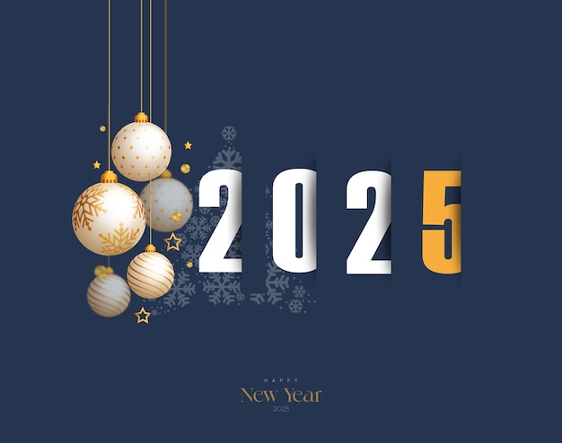 Feliz año nuevo 2025 Diseño festivo para el fondo de Navidad