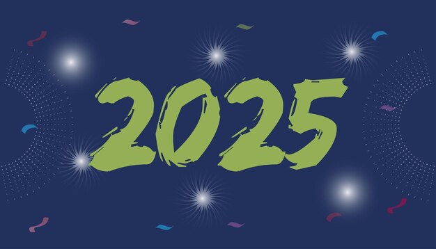 Feliz año nuevo 2025 diseño de fondo de vacaciones diseño de plantilla de ilustración vectorial