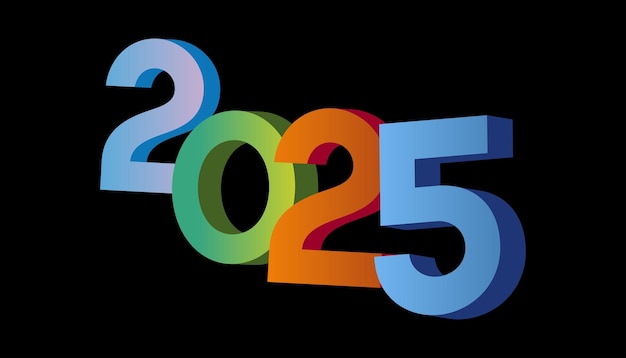 Feliz año nuevo 2025 diseño de fondo de vacaciones diseño de plantilla de ilustración vectorial