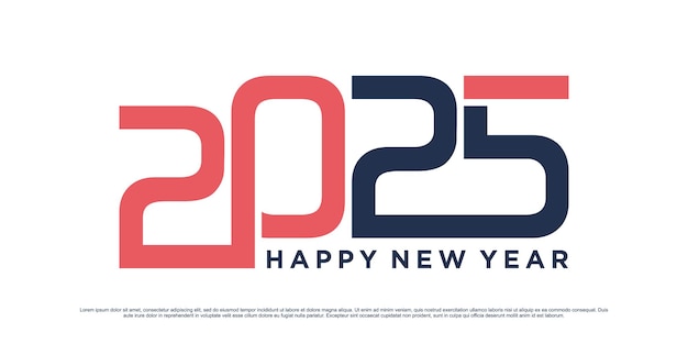 Feliz año nuevo 2025 diseño logotipo texto ilustración vectorial concepto de celebración del año nuevo