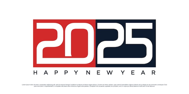 Feliz año nuevo 2025 diseño logotipo texto ilustración vectorial concepto de celebración del año nuevo