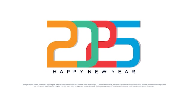 Feliz año nuevo 2025 diseño logotipo texto ilustración vectorial concepto de celebración del año nuevo