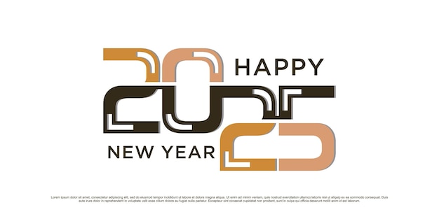 Feliz año nuevo 2025 diseño logotipo texto ilustración vectorial concepto de celebración del año nuevo