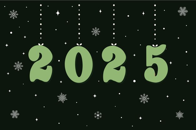 Feliz año nuevo 2025 diseño de números portada de diario de negocios para 2025 silueta de copos de nieve vacaciones plantilla de diseño para tarjeta de folleto cartelera postal ilustración vectorial