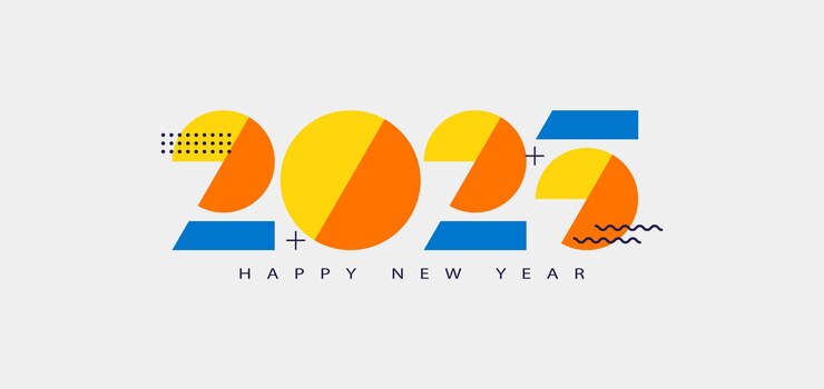 Feliz año nuevo 2025 diseño con números únicos modernos