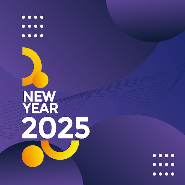 Feliz año nuevo 2025 diseño de publicaciones en redes sociales