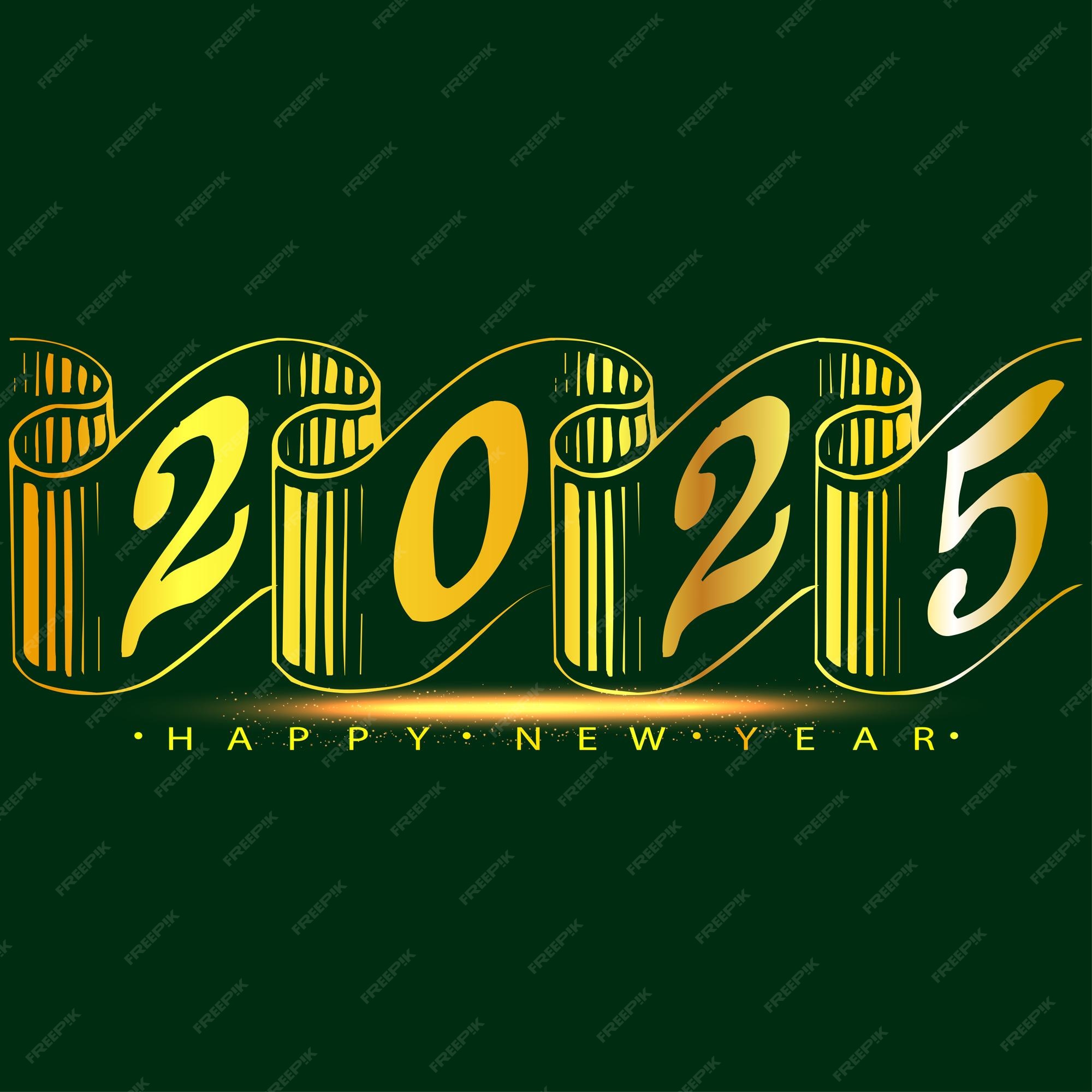 Feliz año nuevo 2025 diseño de texto para el diseño de folletos plantilla de tarjetas de cartel