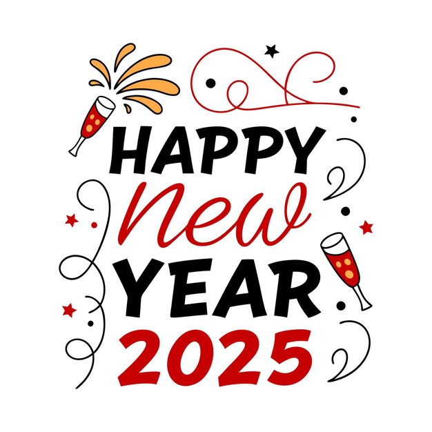 Feliz año nuevo 2025 diseño tipográfico Feliz vector de año nuevo