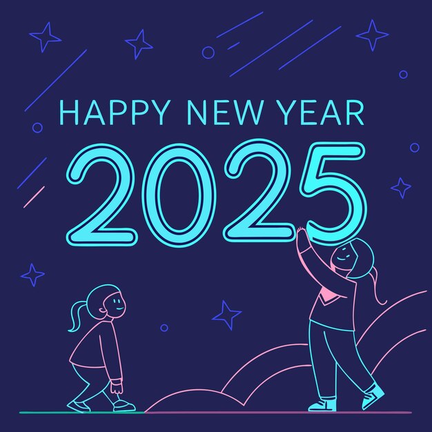 Feliz año nuevo 2025 Diseño tipográfico