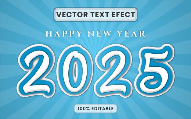 Feliz año nuevo 2025 efecto de texto editable en 3D