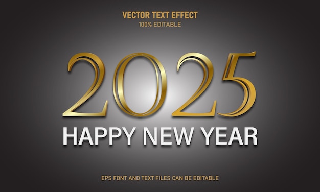 Feliz año nuevo 2025 efecto de texto editable