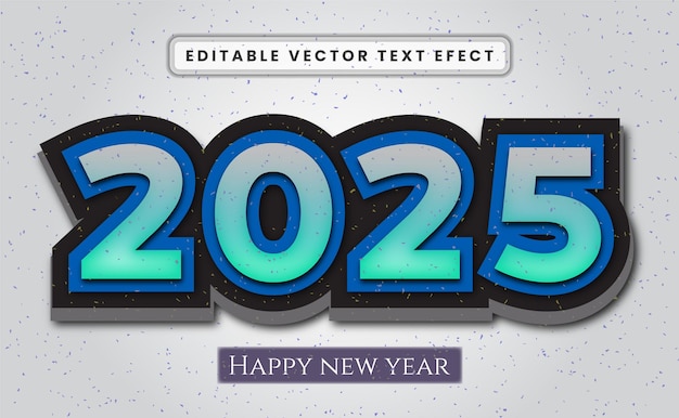 Feliz año nuevo 2025 efecto de texto