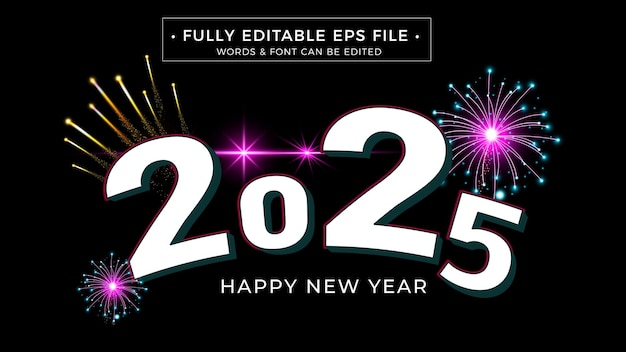 feliz año nuevo 2025 efecto de texto
