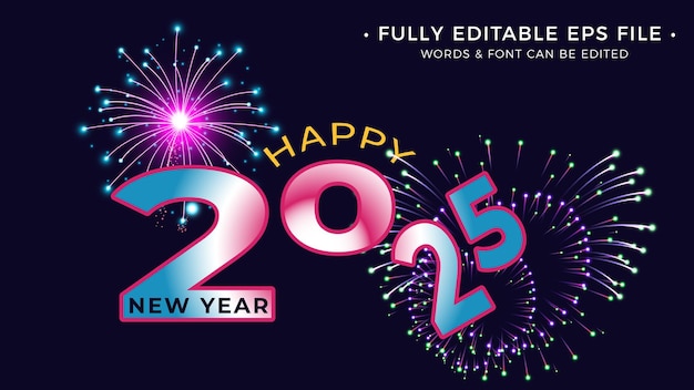 feliz año nuevo 2025 efecto de texto