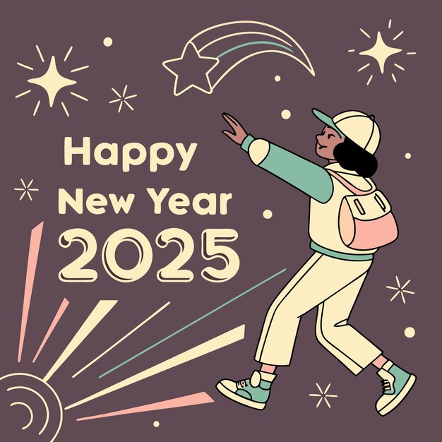 Feliz año nuevo 2025 Efectos de texto vectorial