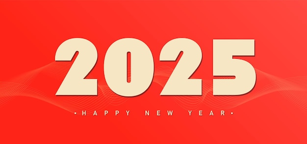 Feliz año nuevo 2025 con elementos dorados estrella diseño de póster de bandera