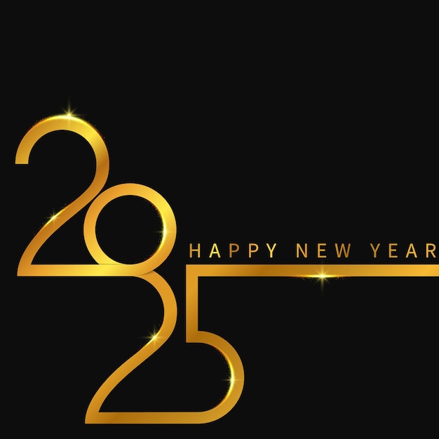 Feliz año nuevo 2025 estandarte dorado diseño de plantilla vectorial
