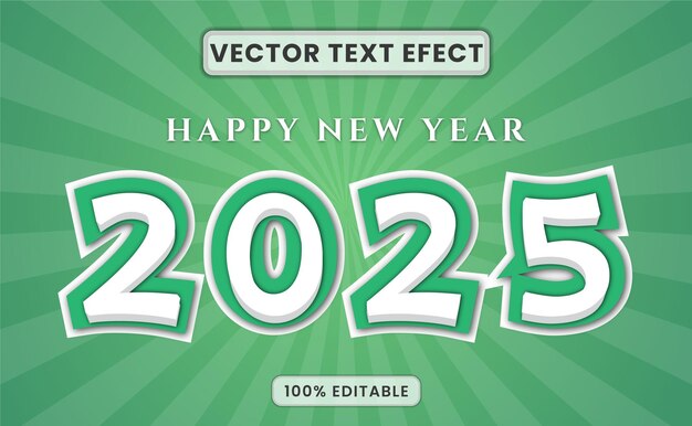 Feliz año nuevo 2025 estilo de efecto de texto editable 3D