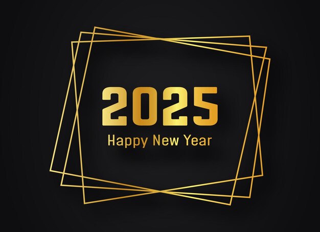 Feliz año nuevo 2025 fondo poligonal geométrico dorado