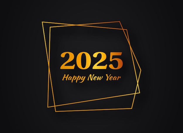 Feliz año nuevo 2025 fondo poligonal geométrico dorado