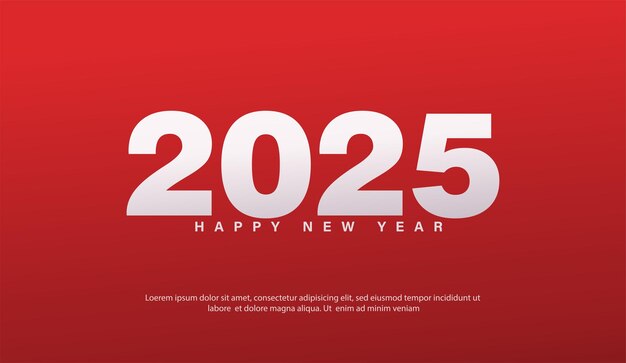 Feliz año nuevo 2025 con fondo rojo