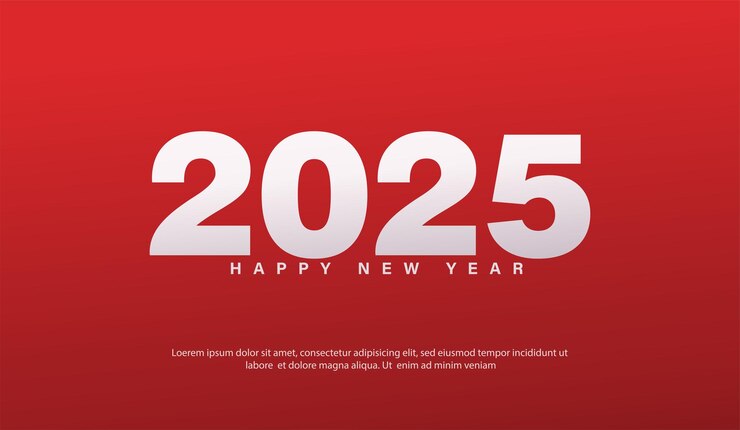 Feliz año nuevo 2025 con fondo rojo