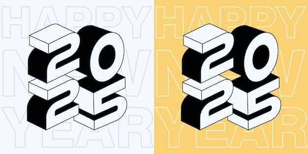 feliz año nuevo 2025 ilustración de fondo con diseño vintage