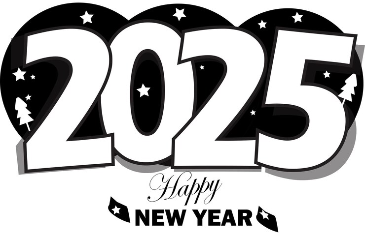 Feliz año nuevo 2025 Ilustración vectorial con diseño vectorial premium