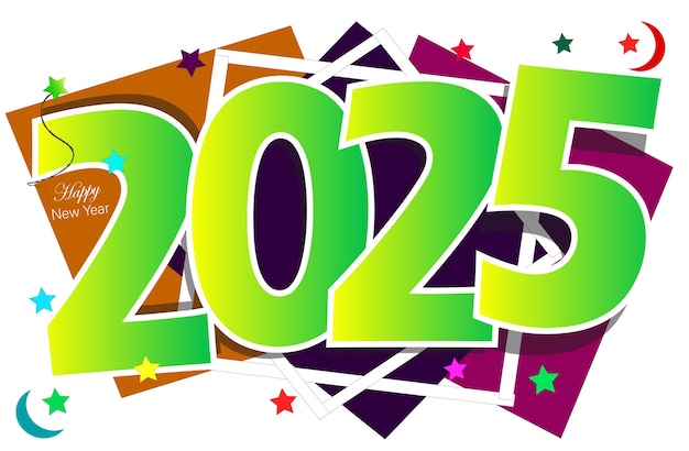 Feliz año nuevo 2025 Ilustración vectorial con diseño vectorial premium