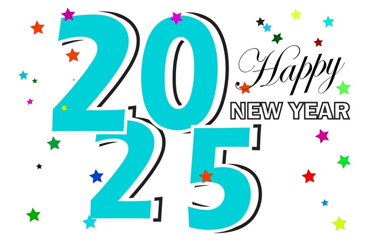 Feliz año nuevo 2025 Ilustración vectorial con diseño vectorial premium