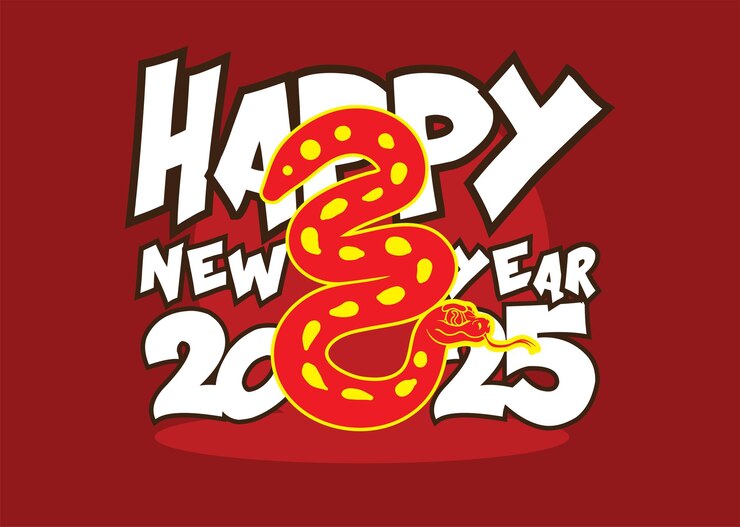 Vector feliz año nuevo 2025 con la ilustración del zodiaco de la serpiente para los eventos del año nuevo chino