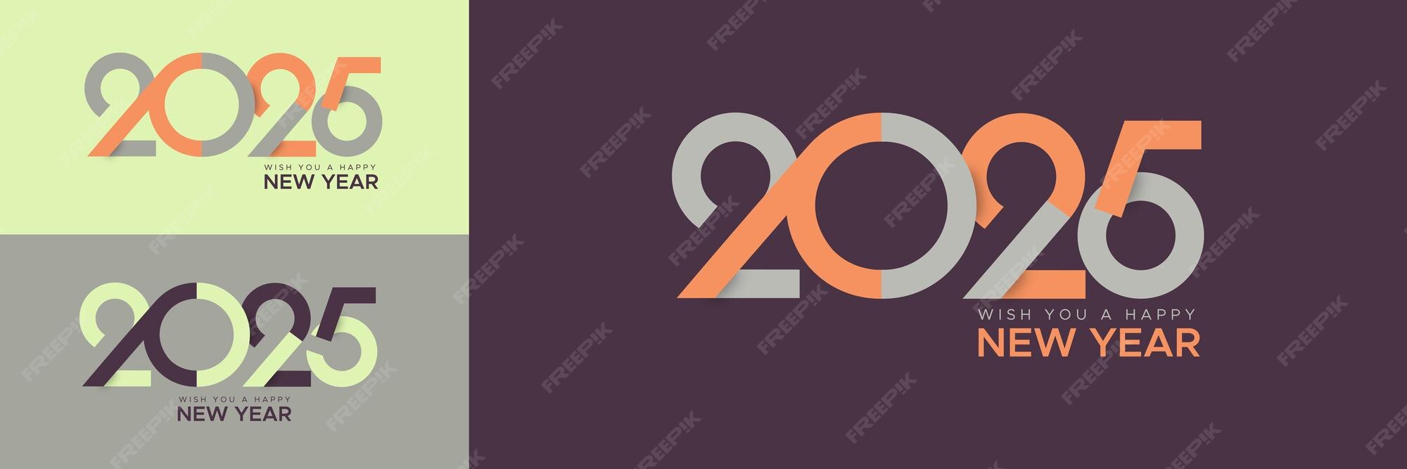 Feliz año nuevo 2025 logotipo de tipo de letra Vector Premium