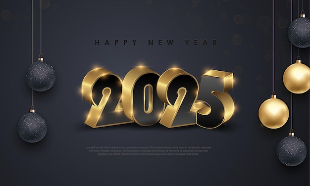 Feliz año nuevo 2025 con número en el concepto de pared de arte Feliz año Nuevo 2025 plantilla de estandarte de arte moderno