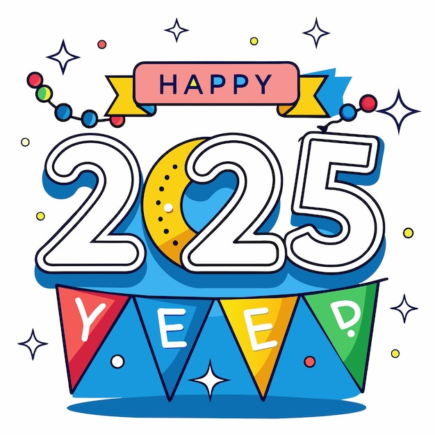 Feliz año nuevo 2025 con el número en el concepto de pared de arte