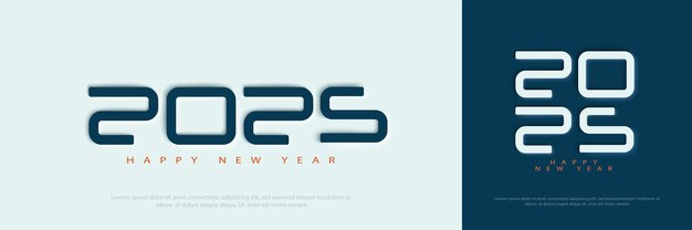 Feliz año nuevo 2025 con un número de logotipo minimalista