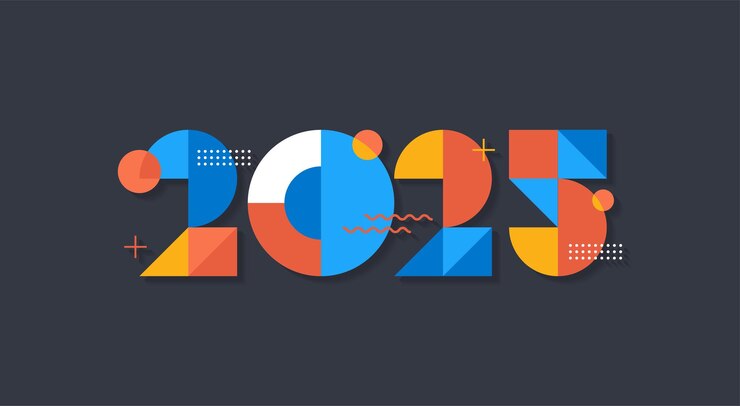 Feliz año nuevo 2025 con números coloridos