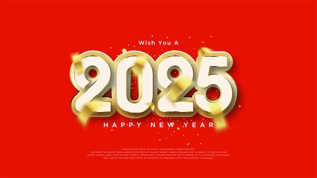 Feliz año nuevo 2025 números dorados diseño de números único y lujoso diseño vectorial premium para carteles pancartas calendarios y saludos año 2025
