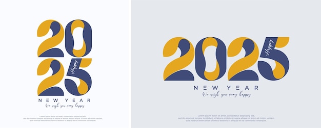 Feliz año nuevo 2025 con números únicos y limpios Vector premium fondo moderno