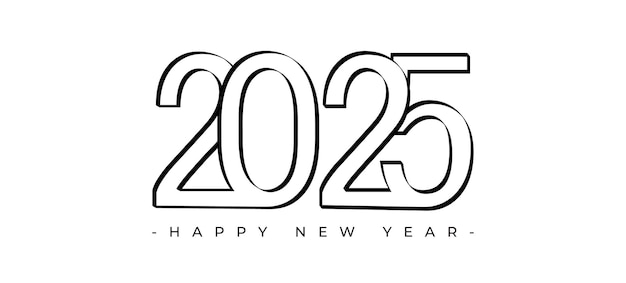 Feliz año nuevo 2025 plantilla de diseño de tipografía celebración del año nuevo 2025