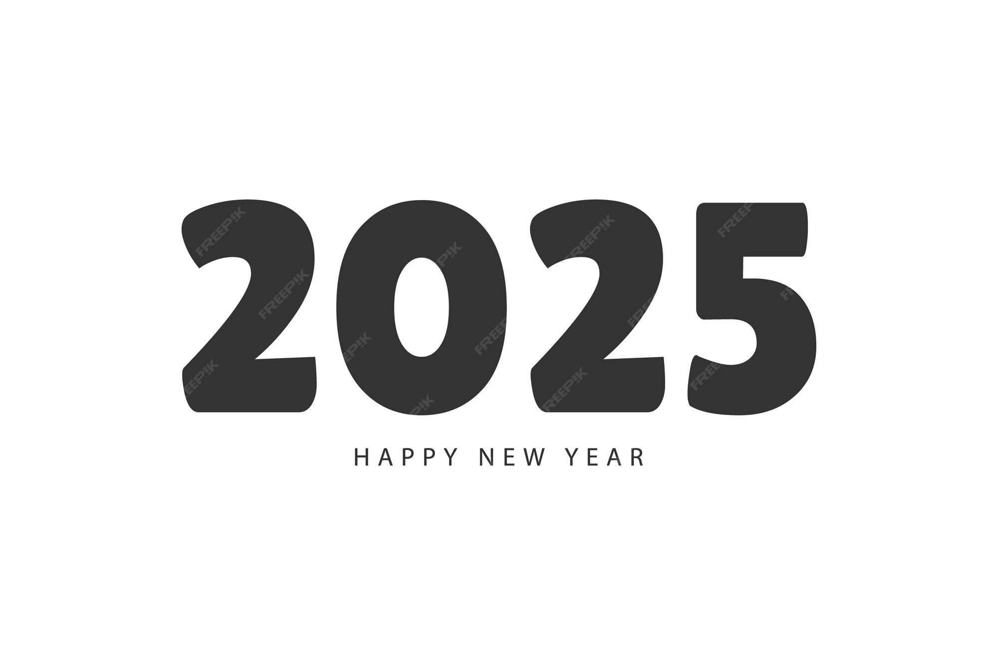 Feliz Año Nuevo 2025 plantilla de tipografía portada de calendario diseño vectorial para cartel