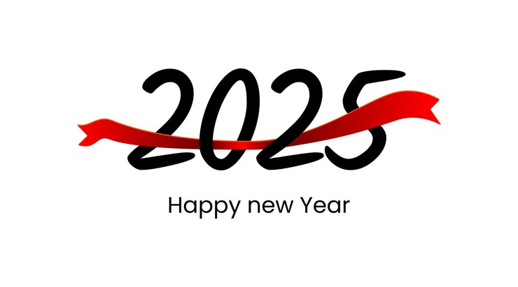 Feliz año nuevo 2025 plantilla de tipografía