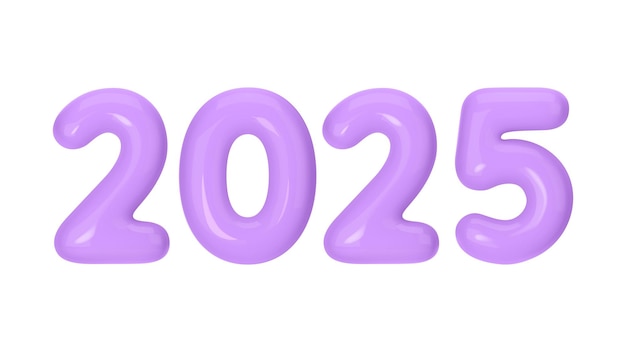 Feliz Año Nuevo 2025 Renderizado en 3D con Vibrant Violet Balloons Ilustración vectorial para la venta